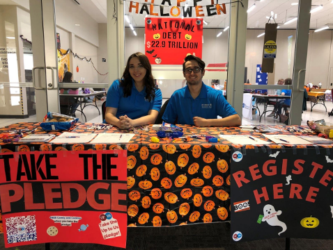 For Halloween, the team hosted a National Debt House of Horrors that introduced students to “scary” facts about the national debt through collaborations with 14 campus clubs and departments. 